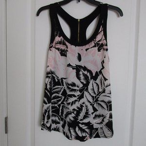sleeveless printed shell blouse